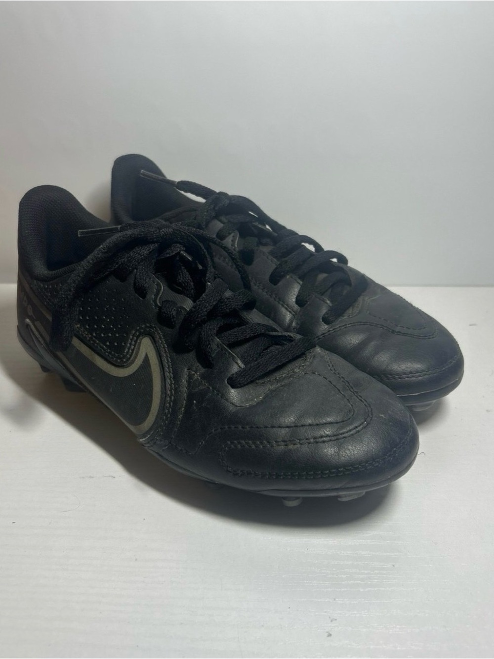 Nike Black Tiempo Soccer Cleats with Silver Swoosh